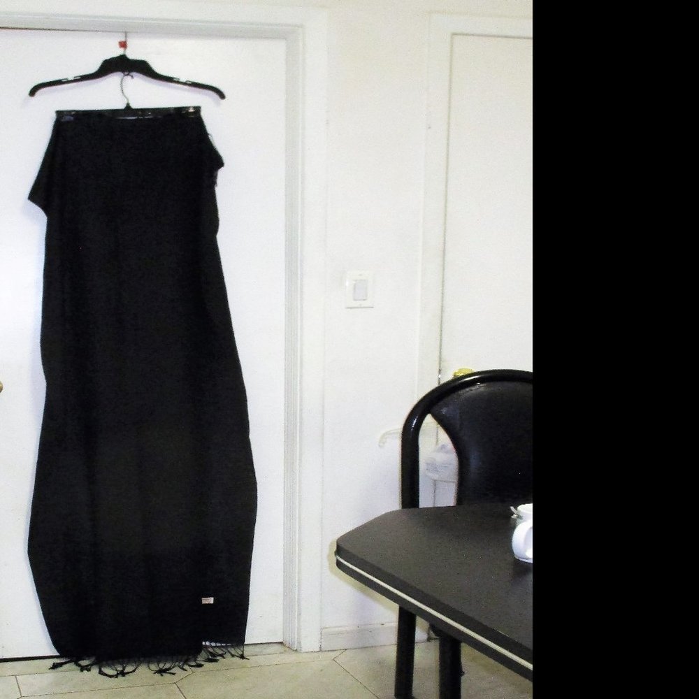Scarf - Black Large Scarf Pashmina/Silk